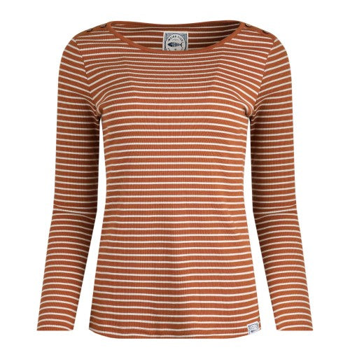 Front - Weird Fish Womens/Ladies Mila Stripe Ribbed Organic Long-Sleeved T-Shirt