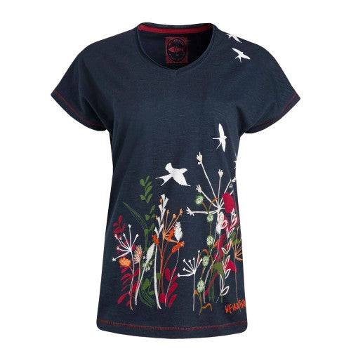 Front - Weird Fish Womens/Ladies Swirling Swallows Marl Organic T-Shirt