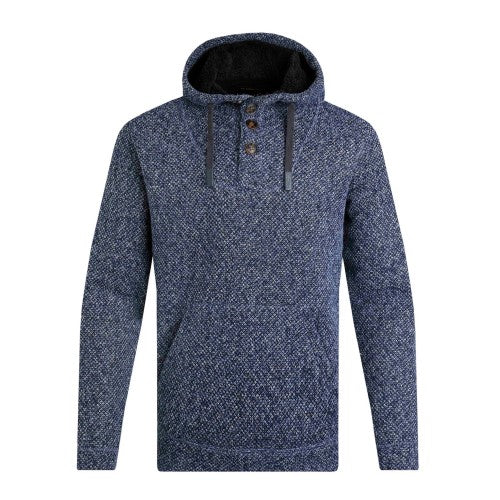 Black - Front - Weird Fish Mens Compton Borg Button Neck Hoodie