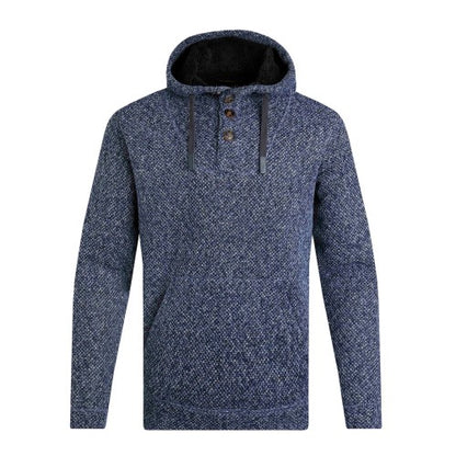 Black - Front - Weird Fish Mens Compton Borg Button Neck Hoodie