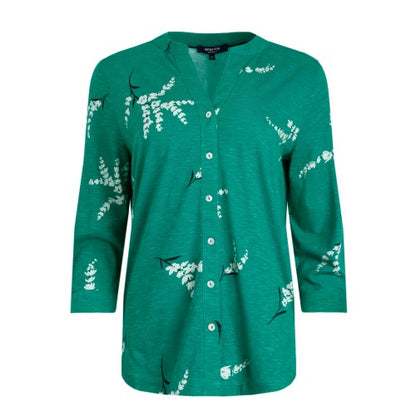 Front - Weird Fish Womens/Ladies Clara Leafy Floral Jersey Slub Organic Shirt