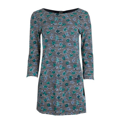 Front - Weird Fish Womens/Ladies Charlotte Floral Stripe Jersey Organic Tunic