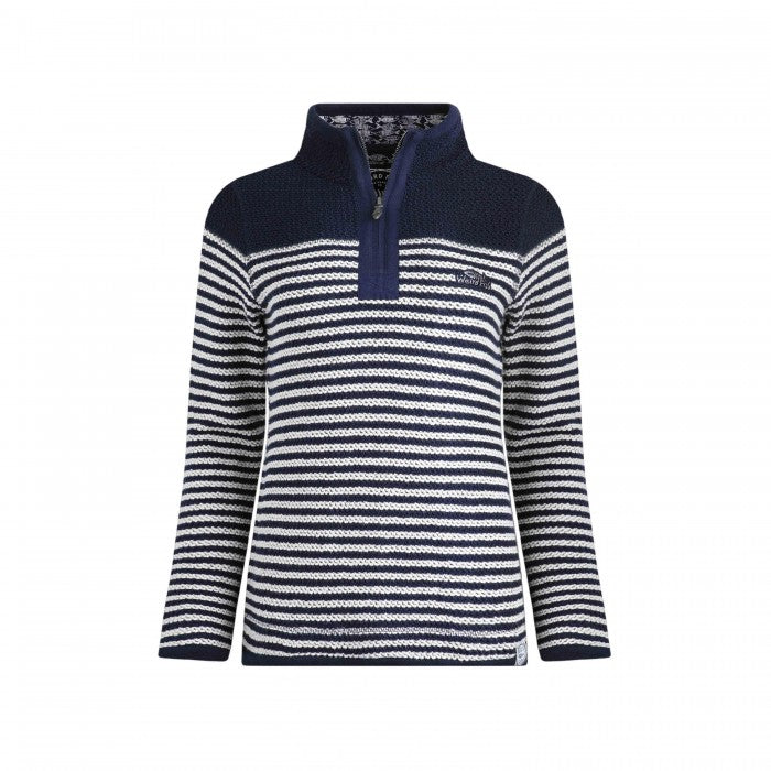 Front - Weird Fish Womens/Ladies Juliet Striped Macaroni Quarter Zip Jumper