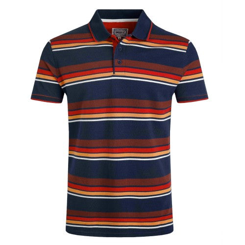 Front - Weird Fish Mens Sunbury Stripe Organic Cotton Polo Shirt