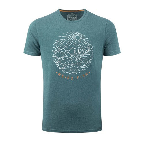 Front - Weird Fish Mens Lakes and Peaks Graphic Print T-Shirt