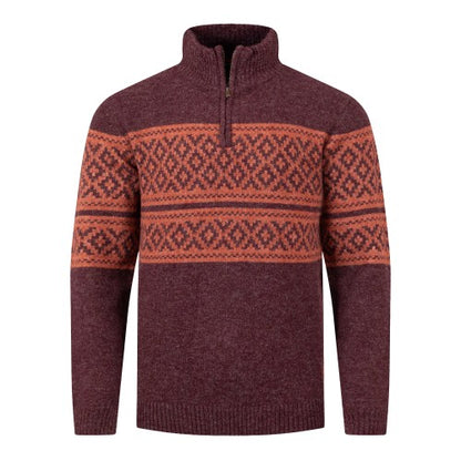 Front - Weird Fish Mens Kilnworth Fair Isle Quarter Zip Sweatshirt