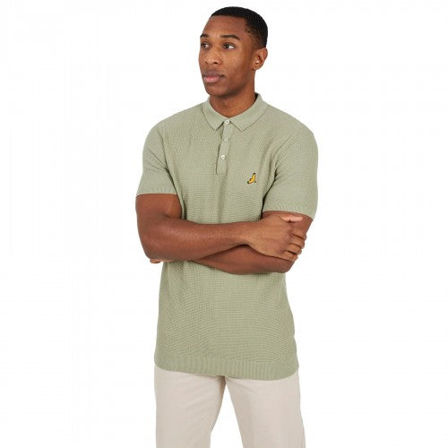 Front - Brave Soul Mens Knitted 3 Button Placket Polo Shirt