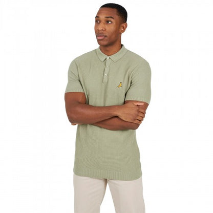 Front - Brave Soul Mens Knitted 3 Button Placket Polo Shirt