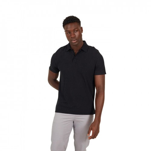 Front - Brave Soul Mens Textured Short-Sleeved Polo Shirt
