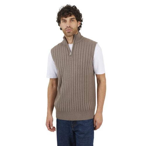 Front - Brave Soul Mens Funnel Neck Sleeveless Jumper