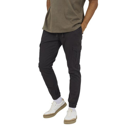 Front - Brave Soul Mens Cotton Twill Cuffed Slim Cargo Trousers