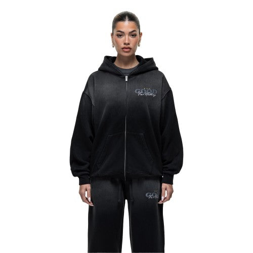 Front - Good For Nothing Womens/Ladies Spray Full Zip Hoodie