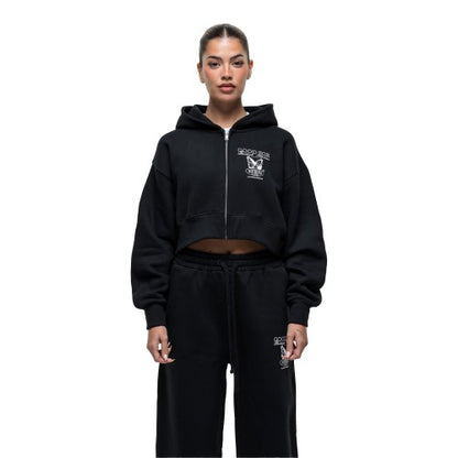 Front - Good For Nothing Womens/Ladies Full Zip Crop Hoodie