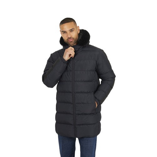 Front - Brave Soul Mens Hooded Long Length Padded Jacket