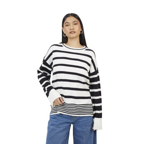 Front - Brave Soul Womens/Ladies Jack Stripe Crew Neck Tunic Jumper