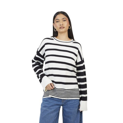 Front - Brave Soul Womens/Ladies Jack Stripe Crew Neck Tunic Jumper