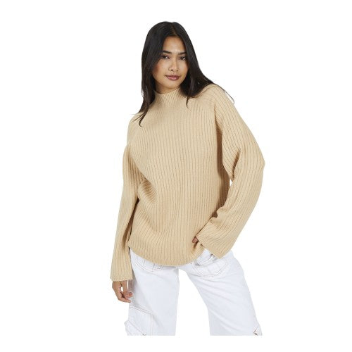 Front - Brave Soul Womens/Ladies Mossy Yarn Turtle Neck Jumper