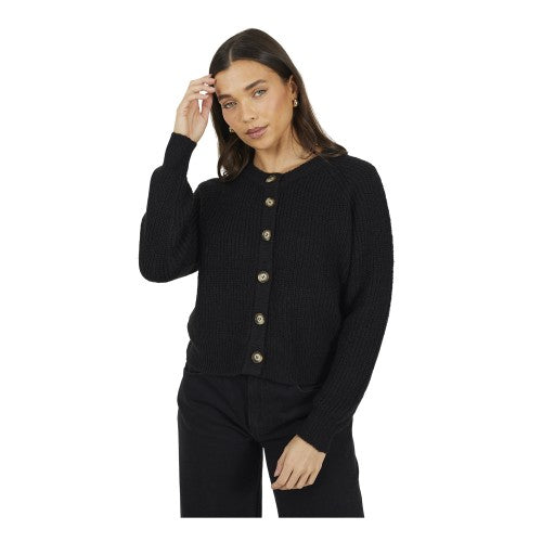 Front - Brave Soul Womens/Ladies Lawson Knitted Crew Neck Raglan Cardigan