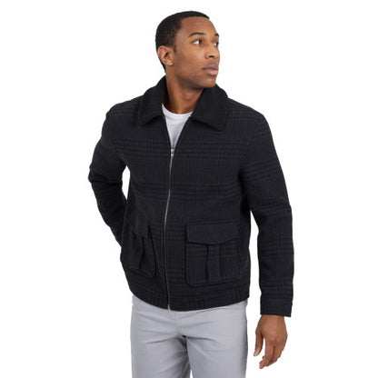 Front - Brave Soul Mens Steffan Checked Wool Jacket