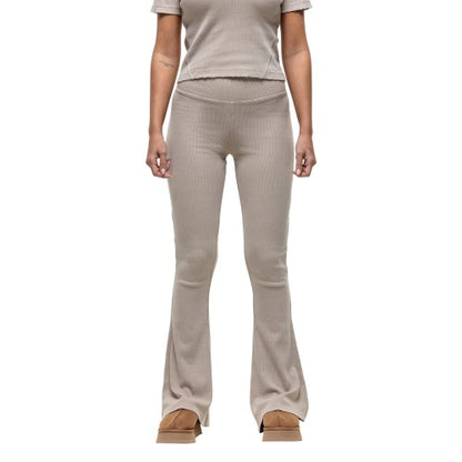 Front - Good For Nothing Womens/Ladies Ribbed Flared Leggings