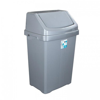 Front - Casa 50L Swing Bin Silver