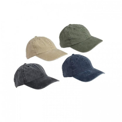 Front - Men's Baseball Cap Washed Assorted Colours with size adjuster