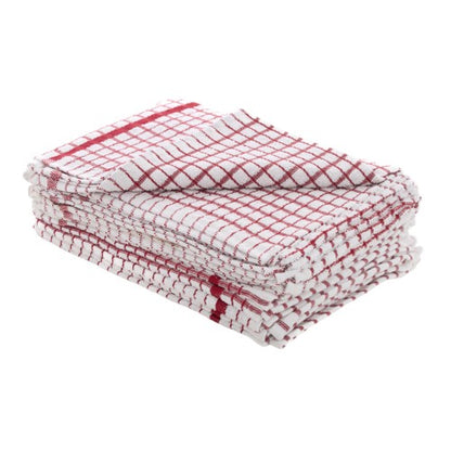 Front - No 50 Terry Check Tea Towel Red