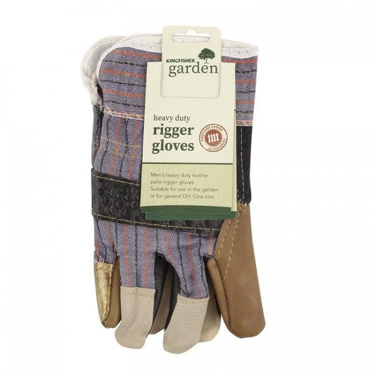 Front - Kingfisher Mens Heavy Duty Leather Palm Rigger Gloves