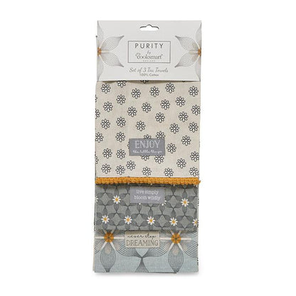 Front - Cooksmart Purity Tea Towel 3pk