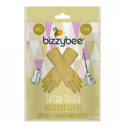 Front - Bizzybee Satin Touch Unlined Household Gloves Large