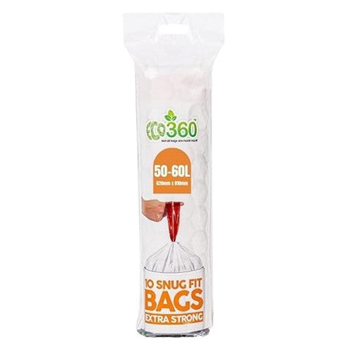Front - Eco360 Extra Strong Kitchen Drawstring Bin Liners 60L 10pk