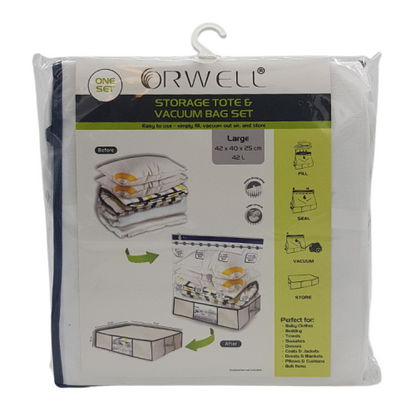 Front - Orwell Storage Tote & Vacuum Bag Set Large 42 x 40 x 25cm