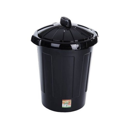 Front - TML Black Dustbin 80L