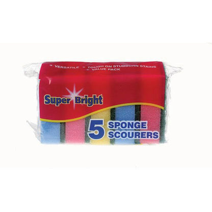 One Colour - Front - Super Bright Sponge Scourers 5pk