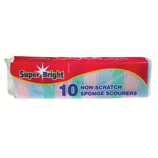 Front - Super Bright Non Scratch Sponge Scourers 10pk