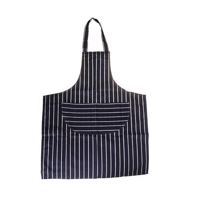 Front - Butchers Stripe Apron Navy