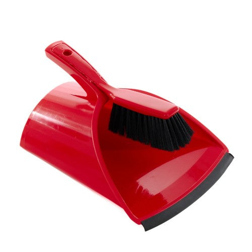 Front - Leecroft SCOOPA Dustpan & Brush Stiff Red