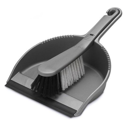 Front - Addis Soft Dustpan & Brush Metallic