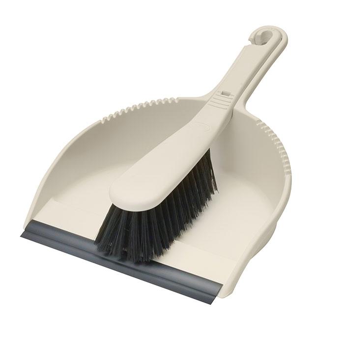 Front - Addis Stiff Dustpan & Brush Linen