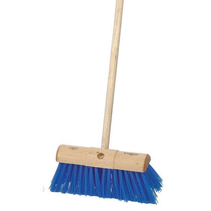 Front - Assembled 13'' Blue Polypropylene Yard Scavenger Broom
