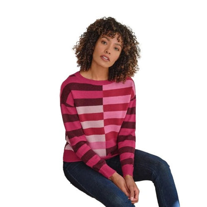 Front - WoolOvers Womens/Ladies Offset Stripes Jumper