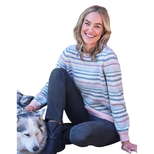 Front - WoolOvers Womens/Ladies Marl Soft Stripes Jumper
