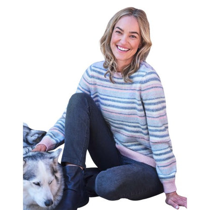 Front - WoolOvers Womens/Ladies Marl Soft Stripes Jumper