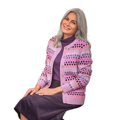 Front - WoolOvers Womens/Ladies Spot Stripe Cardigan