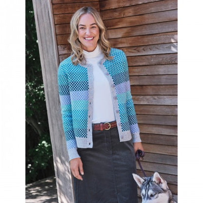 Front - WoolOvers Womens/Ladies Multi-Tone Stripes Cardigan