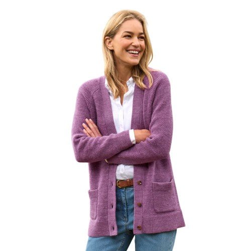 Front - WoolOvers Womens/Ladies V Neck Boyfriend Cardigan