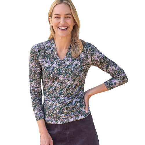 Front - WoolOvers Womens/Ladies Jersey V Neck 3/4 Sleeve Top