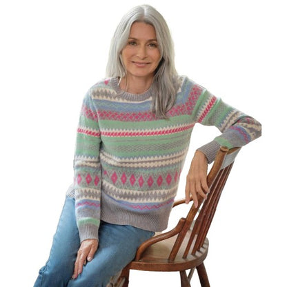 Front - WoolOvers Womens/Ladies Sherbert Dip Fair Isle Jumper