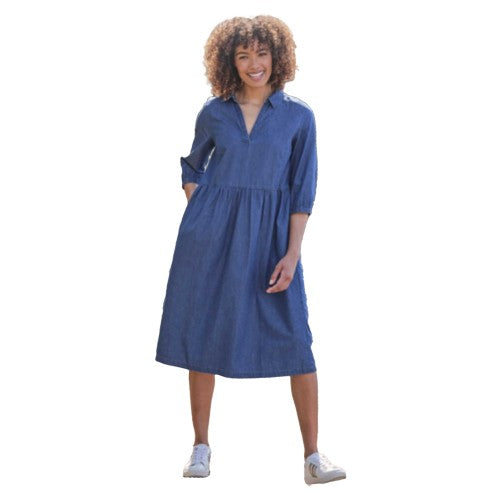 Front - WoolOvers Womens/Ladies Open Collar Midi Dress