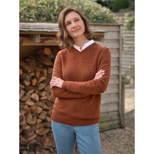Front - WoolOvers Womens/Ladies Classic Lambswool V Neck Jumper